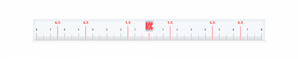 Illustration of the transparent foil ruler for pre-drawing of the eyebrows