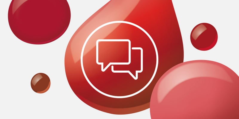 Chat logo in red color drop