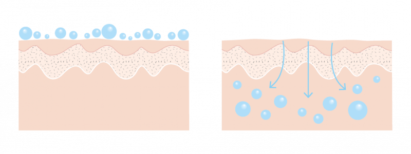 Abbildung der Hautschichten und wie Hyaluronsäure in sie eindringt