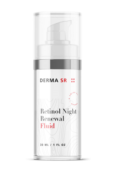 Small pump bottle with the Retinol Night Renewal Fluid