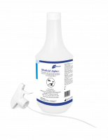 Plastic bottle and spray attachment for a disinfectant solution Plastic bottle and spray attachment for a disinfectant solution