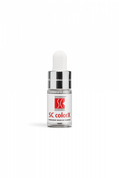 Representation of the small pipette bottle with the permanent make up remover SC colorX