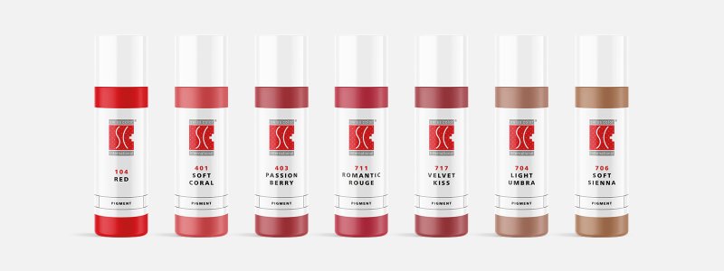 Permanent Make up Lippen Farben für PMU Techniken, wie Aquarell Lips, Powder Lips oder Ombré Lips. Alle Lippen Pigmente sind REACH konform und individuell mischbar.